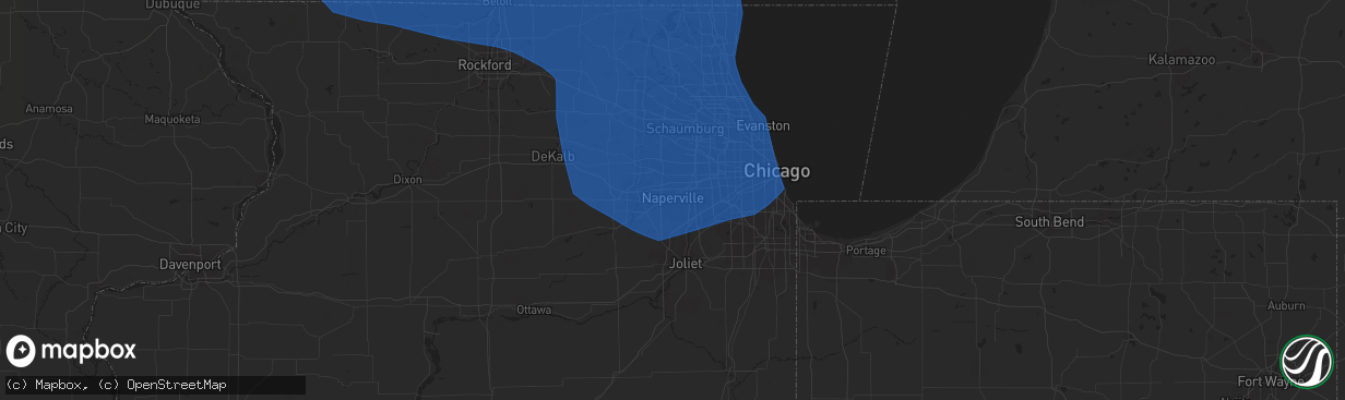 Hail map in Naperville, IL on July 28, 2021