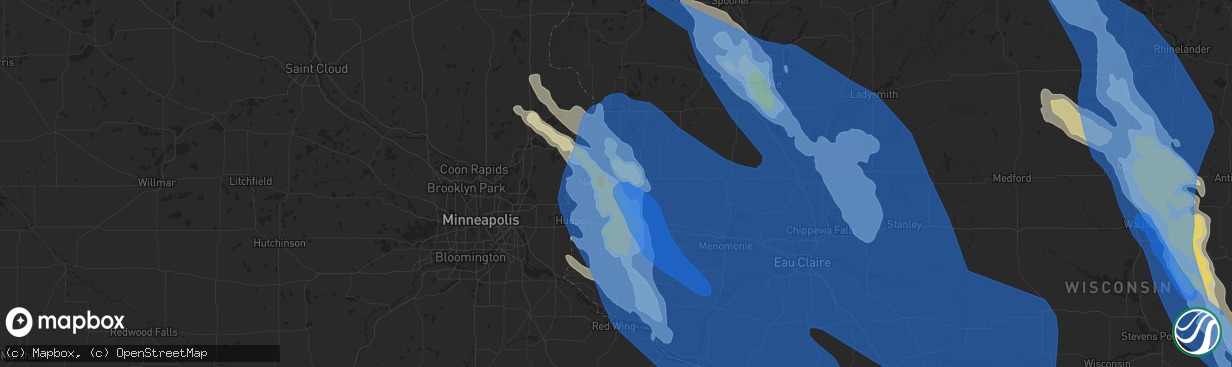 Hail map in New Richmond, WI on July 28, 2021