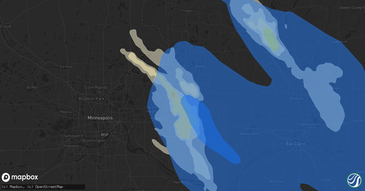 Hail map in New Richmond, WI on July 28, 2021