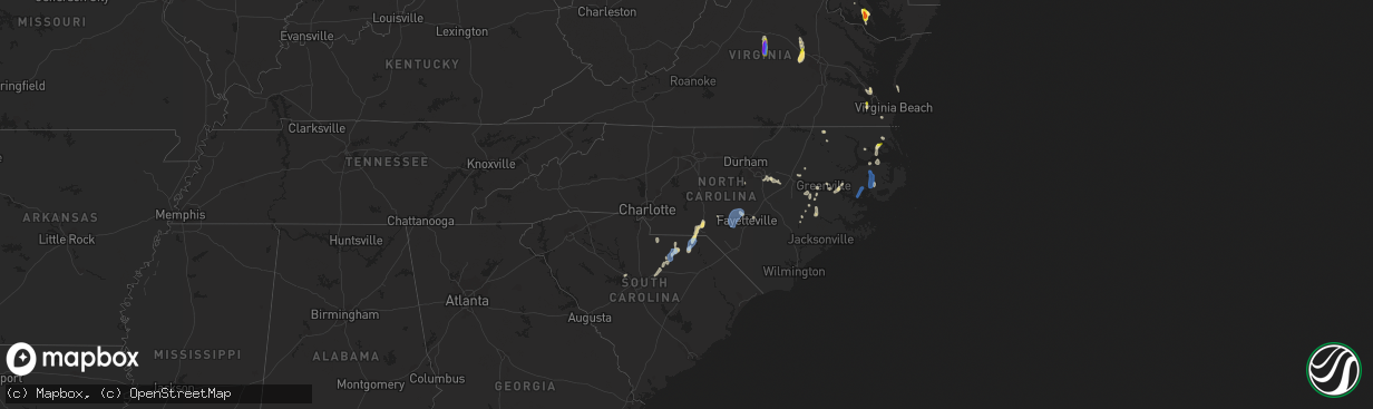 Hail map in North Carolina on July 28, 2021