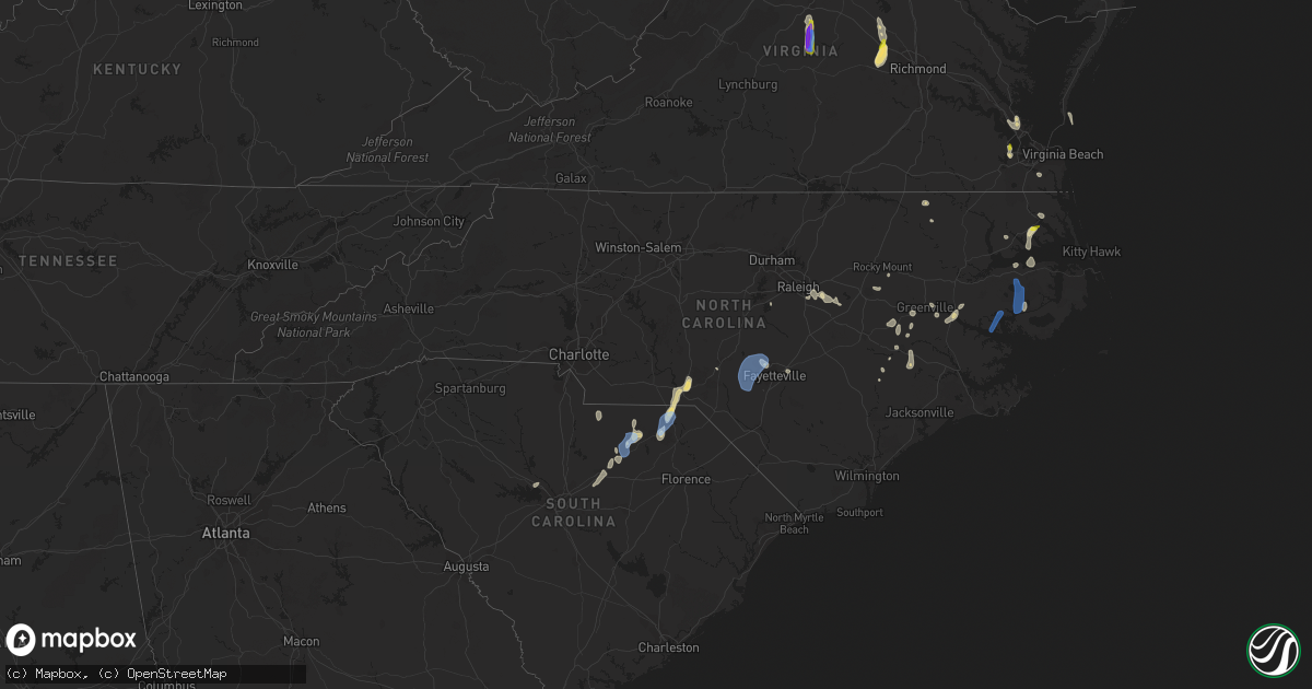 Hail map in North Carolina on July 28, 2021