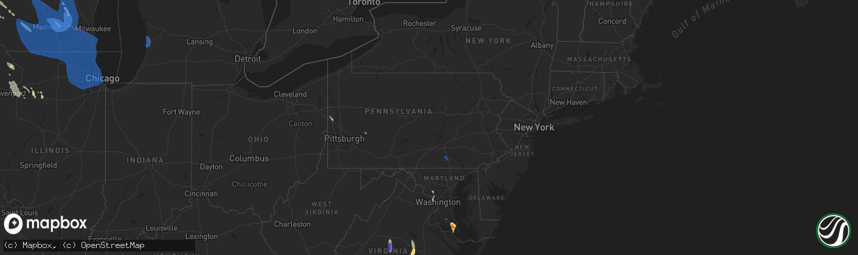 Hail map in Pennsylvania on July 28, 2021