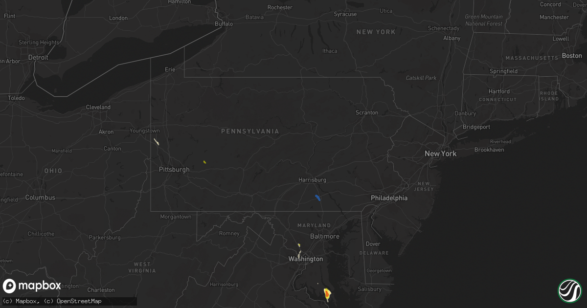 Hail map in Pennsylvania on July 28, 2021