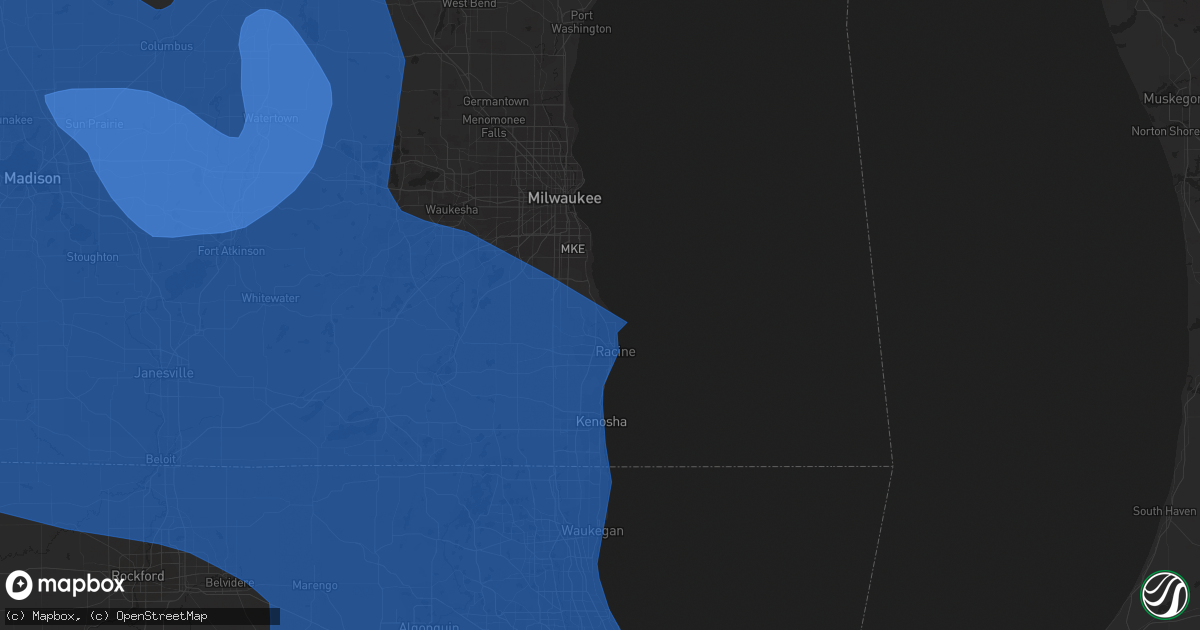 Hail map in Racine, WI on July 28, 2021