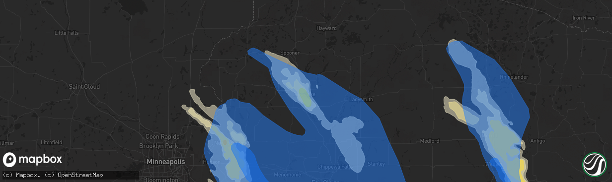 Hail map in Rice Lake, WI on July 28, 2021