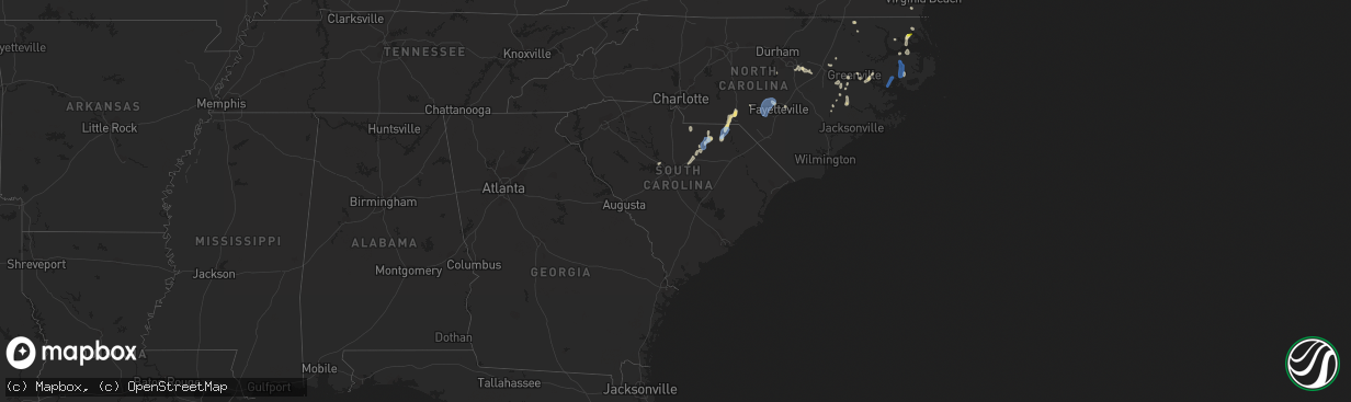 Hail map in South Carolina on July 28, 2021