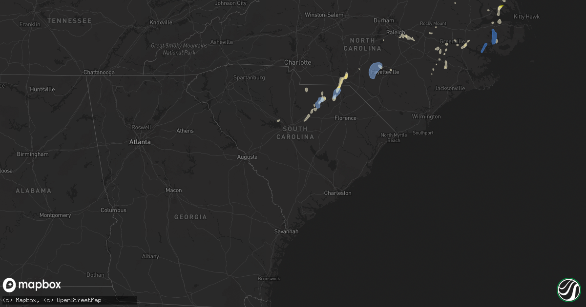 Hail map in South Carolina on July 28, 2021