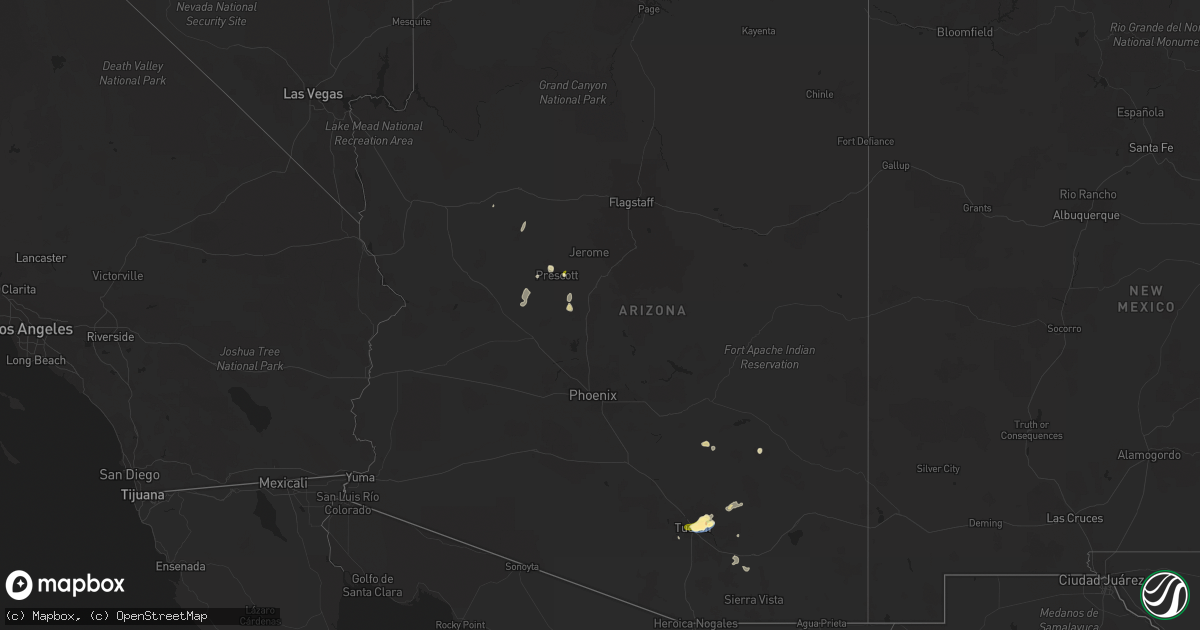 Hail map in Arizona on July 28, 2023