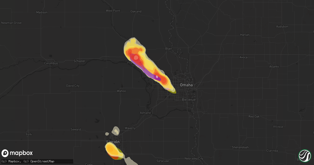 Hail map in Elkhorn, NE on July 28, 2023