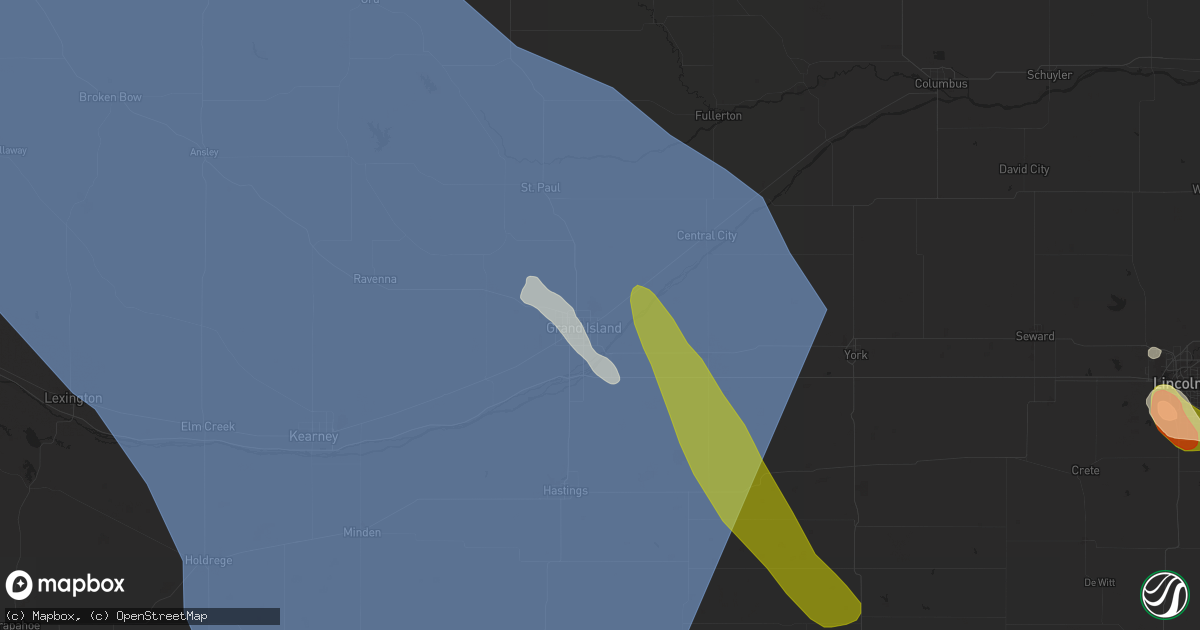 Hail map in Grand Island, NE on July 28, 2023