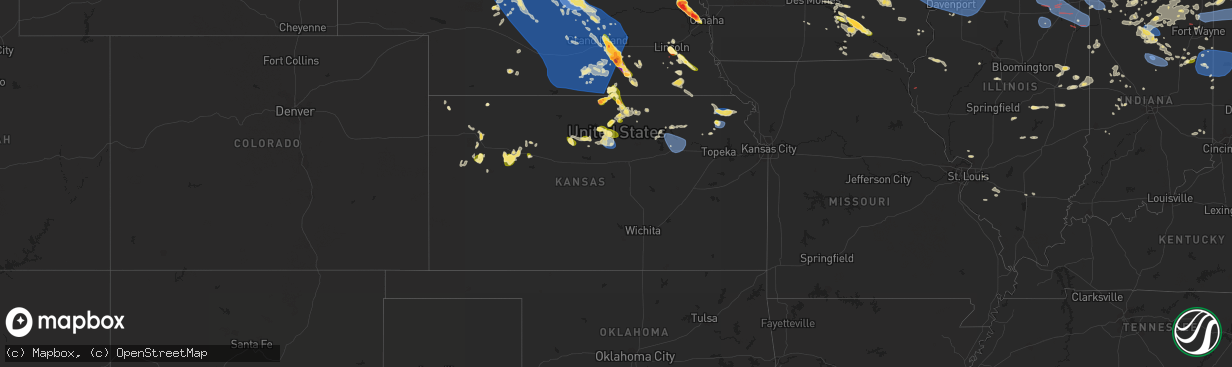 Hail map in Kansas on July 28, 2023