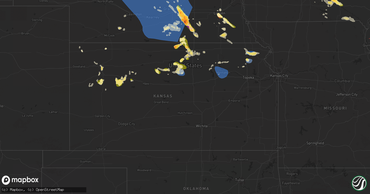 Hail map in Kansas on July 28, 2023