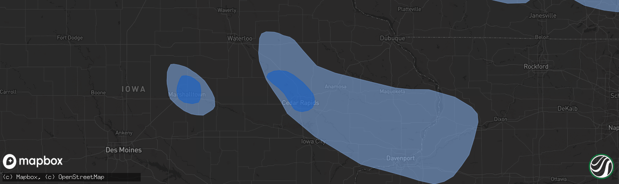 Hail map in Marion, IA on July 28, 2023