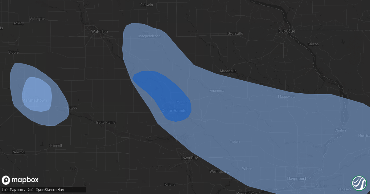Hail map in Marion, IA on July 28, 2023