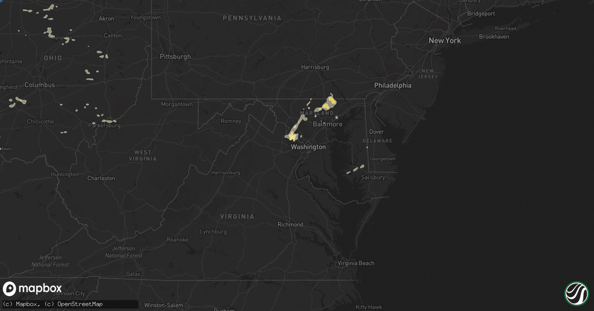 Hail map in Maryland on July 28, 2023