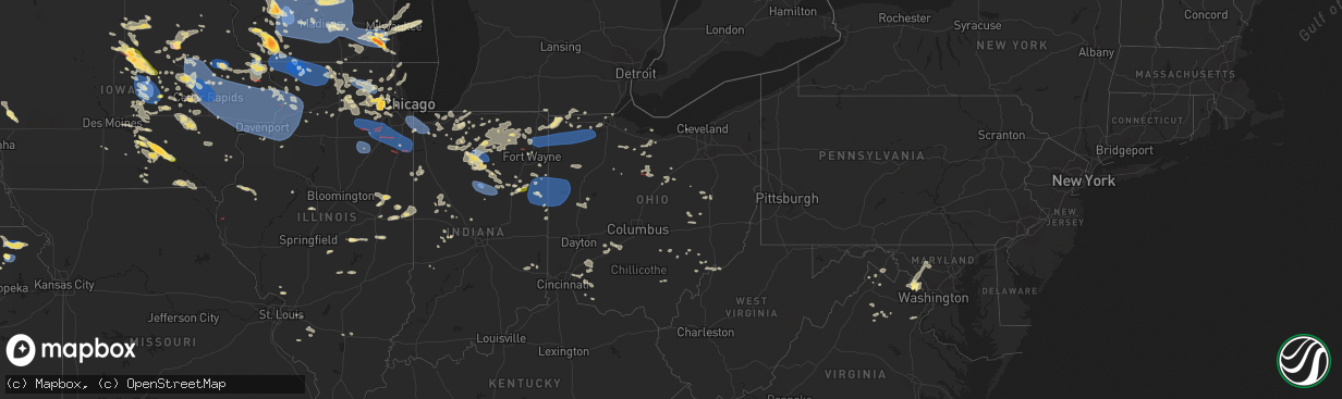 Hail map in Ohio on July 28, 2023