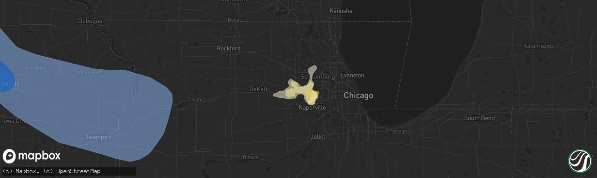 Hail map in Saint Charles, IL on July 28, 2023