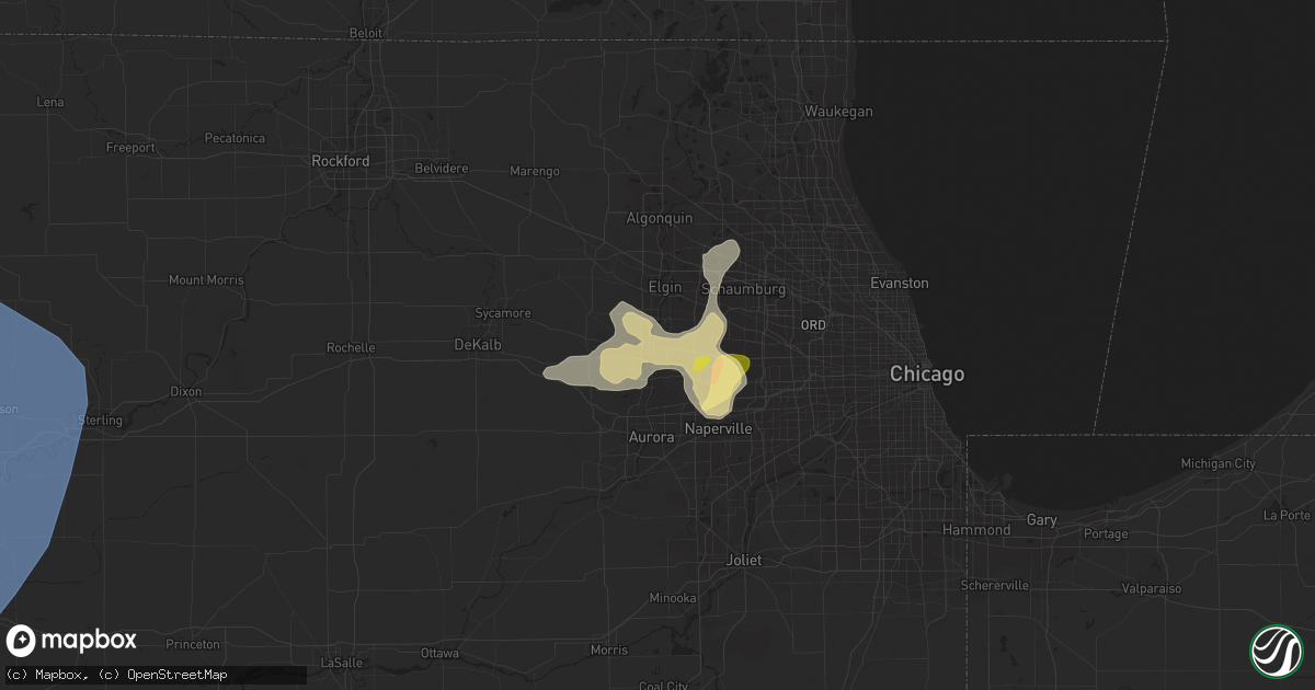 Hail map in Saint Charles, IL on July 28, 2023