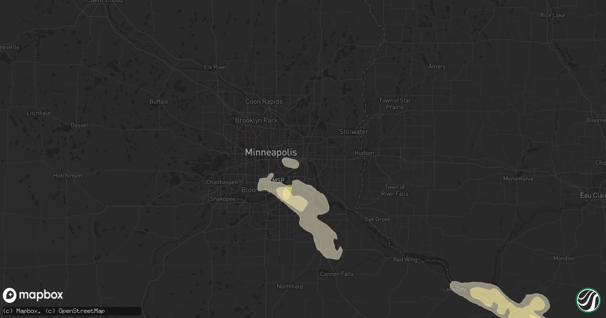 Hail map in Saint Paul, MN on July 28, 2023