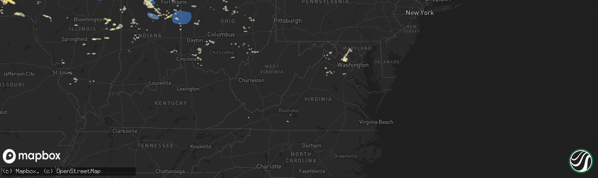 Hail map in Virginia on July 28, 2023