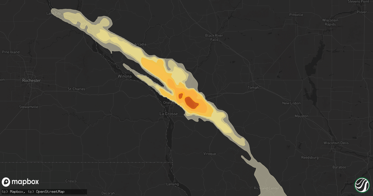 Hail map in West Salem, WI on July 28, 2023