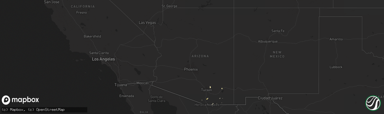 Hail map in Arizona on July 28, 2024