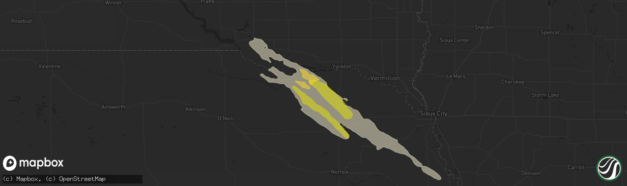 Hail map in Bloomfield, NE on July 28, 2024