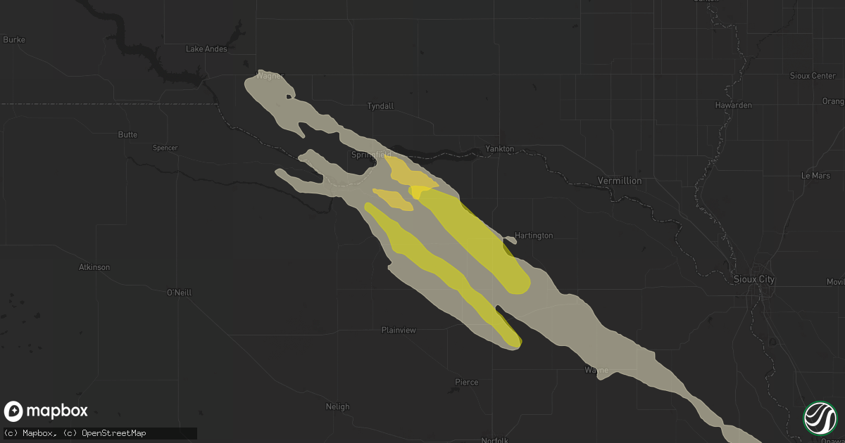 Hail map in Bloomfield, NE on July 28, 2024