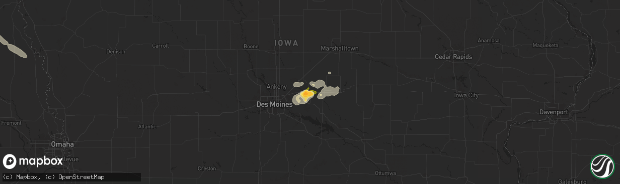 Hail map in Colfax, IA on July 28, 2024