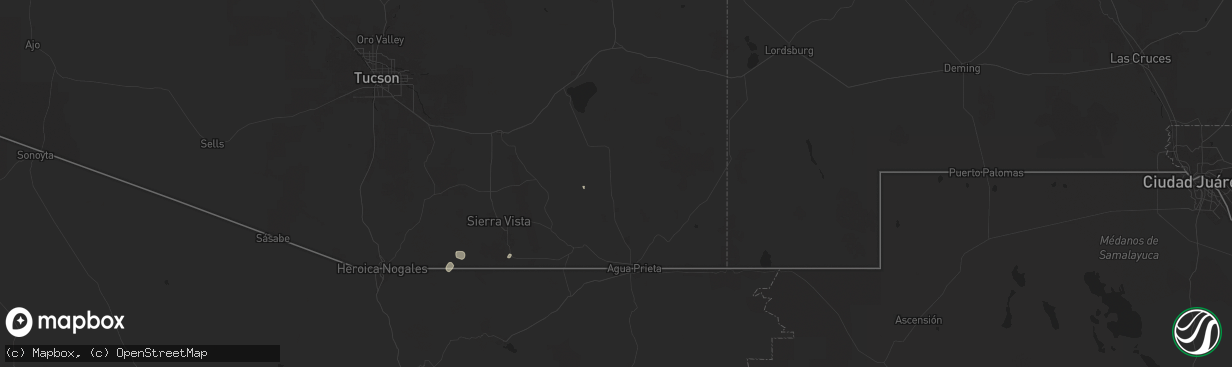 Hail map in Elfrida, AZ on July 28, 2024