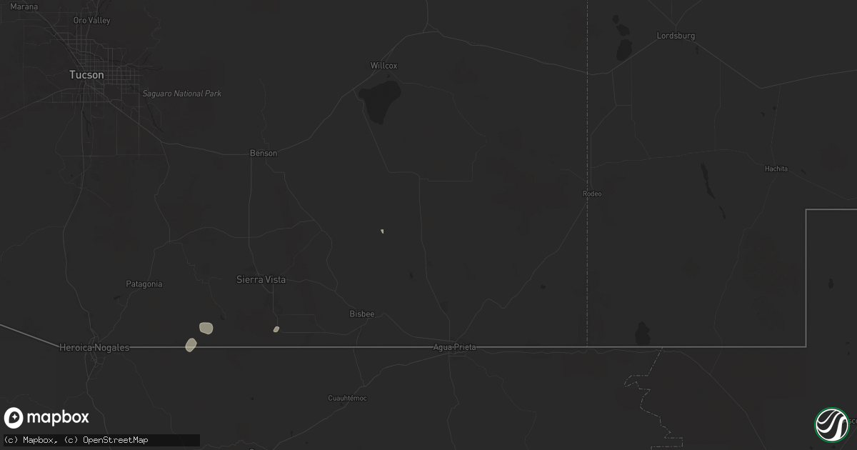 Hail map in Elfrida, AZ on July 28, 2024