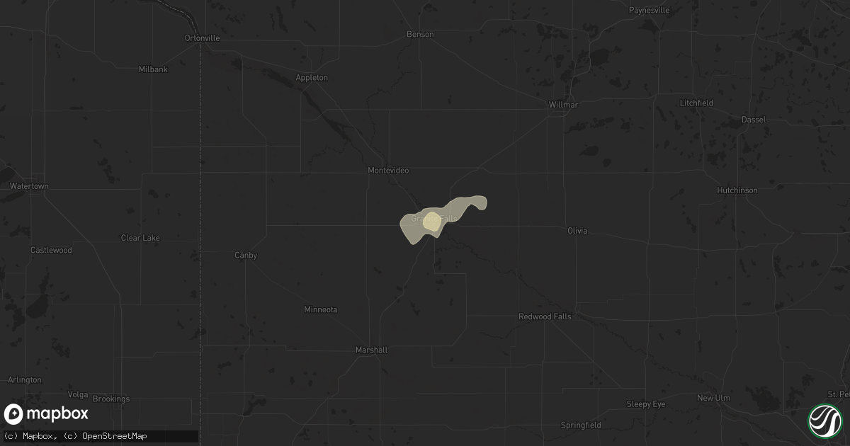 Hail map in Granite Falls, MN on July 28, 2024
