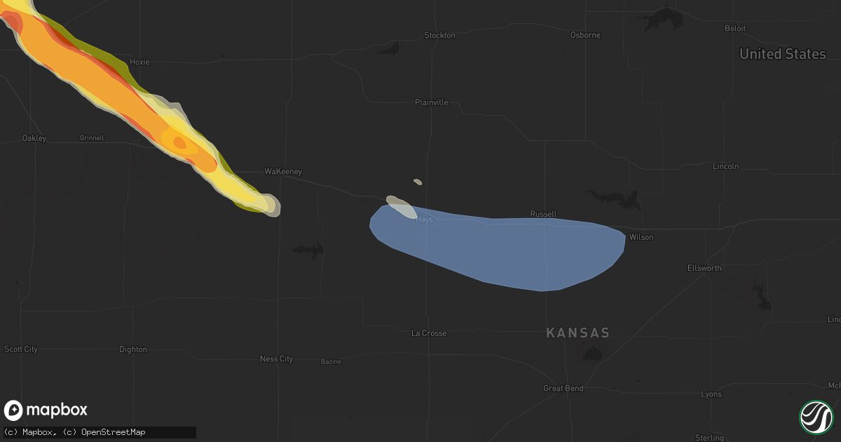 Hail map in Hays, KS on July 28, 2024