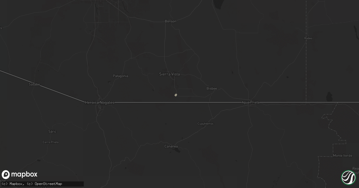 Hail map in Hereford, AZ on July 28, 2024