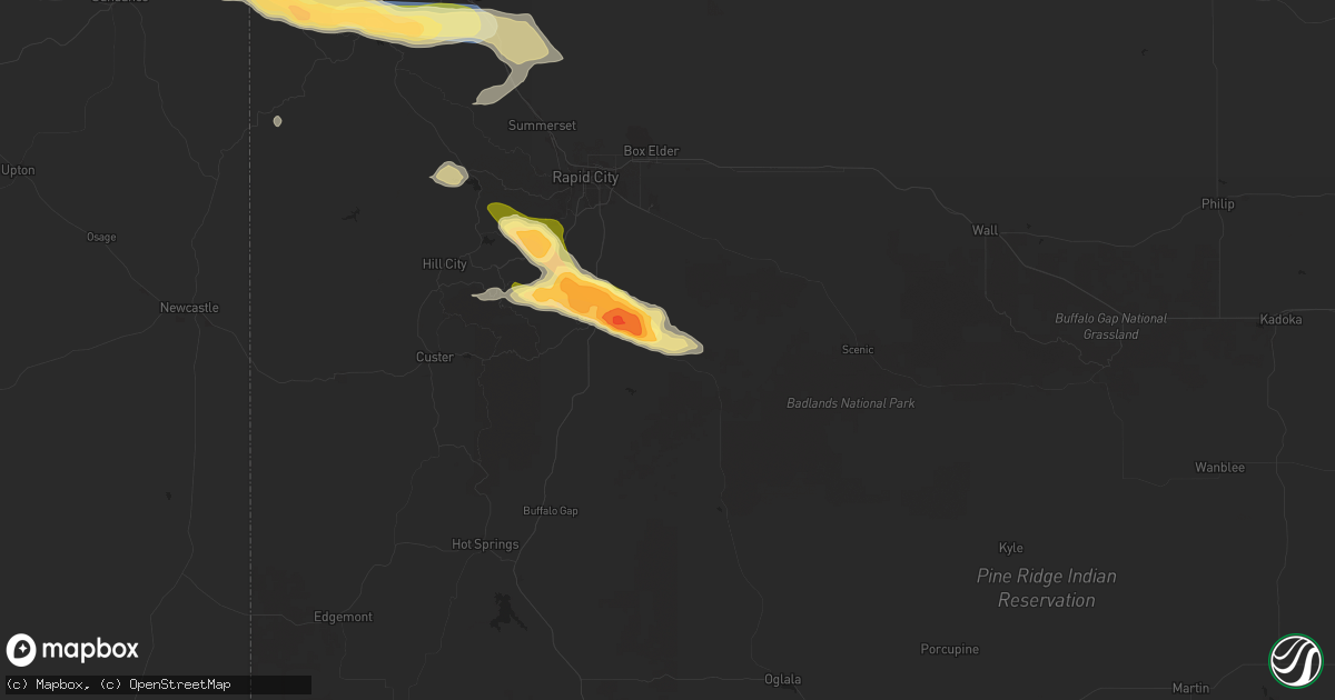 Hail map in Hermosa, SD on July 28, 2024