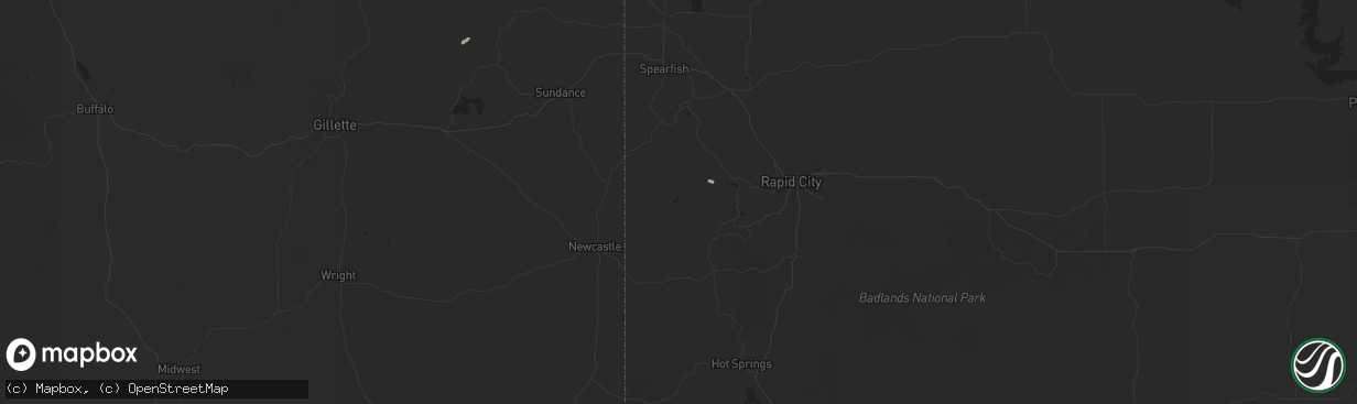 Hail map in Hill City, SD on July 28, 2024