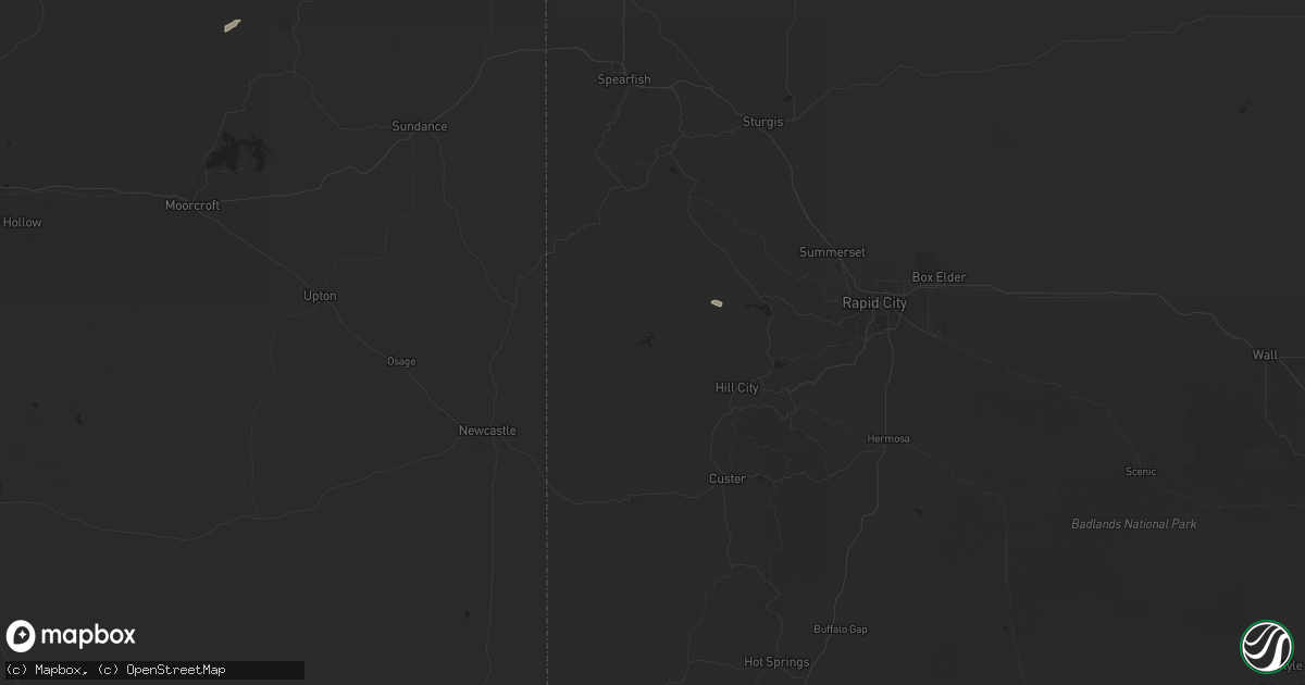 Hail map in Hill City, SD on July 28, 2024