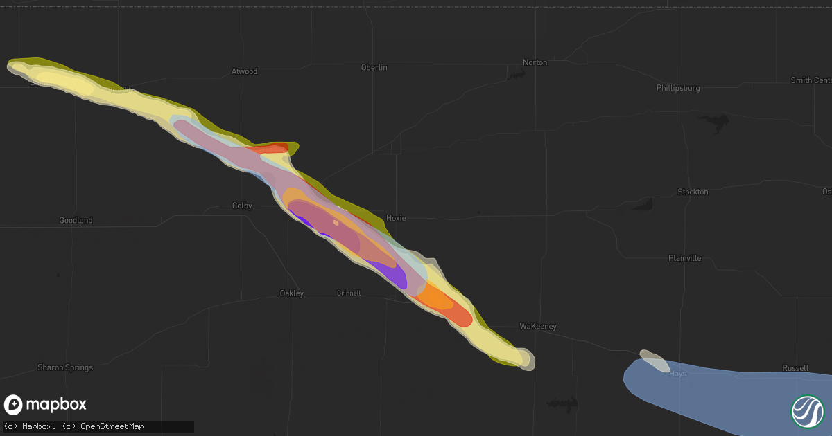 Hail map in Hoxie, KS on July 28, 2024