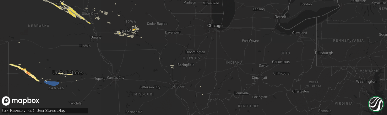 Hail map in Illinois on July 28, 2024