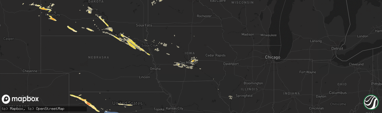 Hail map in Iowa on July 28, 2024