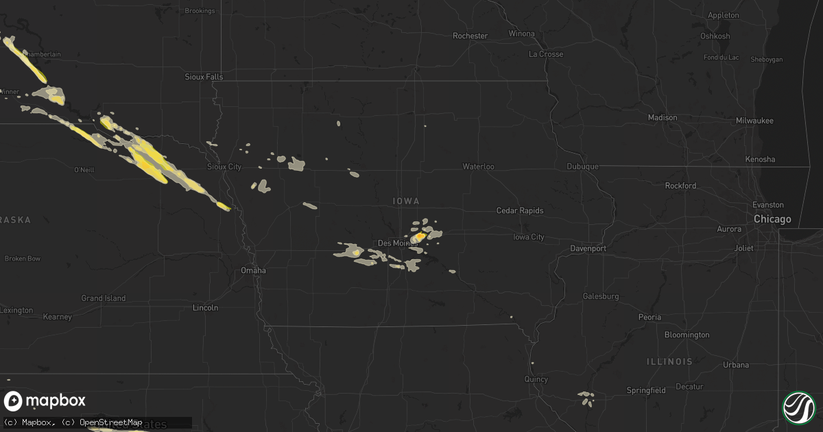 Hail map in Iowa on July 28, 2024