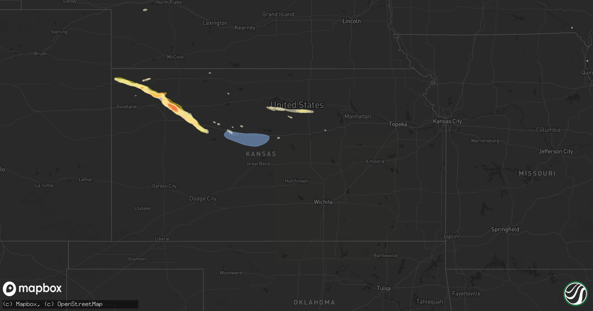 Hail map in Kansas on July 28, 2024
