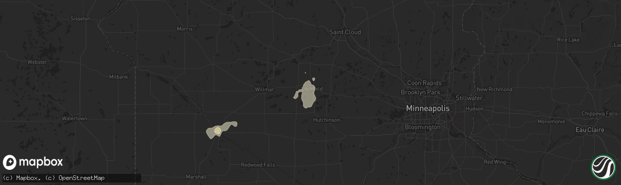 Hail map in Litchfield, MN on July 28, 2024