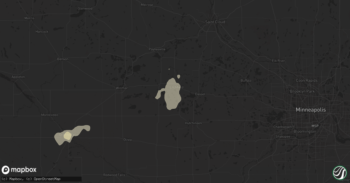 Hail map in Litchfield, MN on July 28, 2024