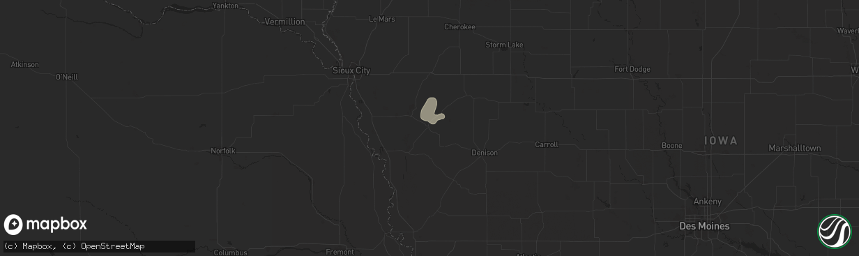 Hail map in Mapleton, IA on July 28, 2024