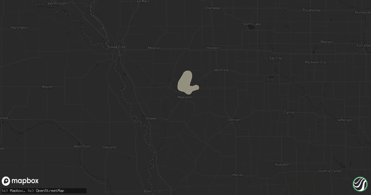 Hail map in Mapleton, IA on July 28, 2024