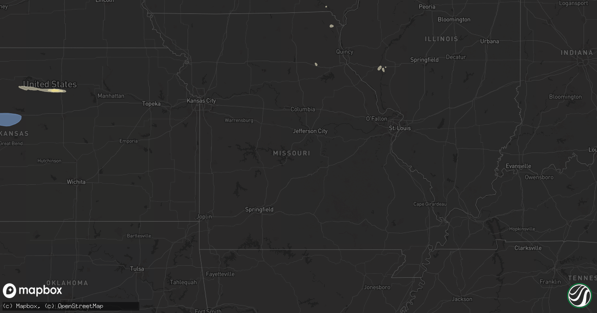 Hail map in Missouri on July 28, 2024