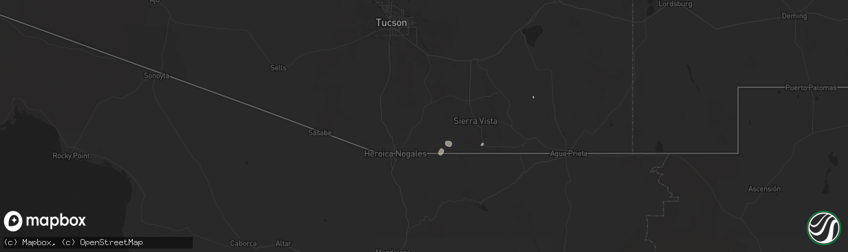 Hail map in Patagonia, AZ on July 28, 2024