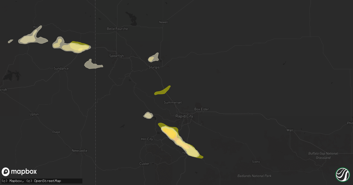 Hail map in Piedmont, SD on July 28, 2024