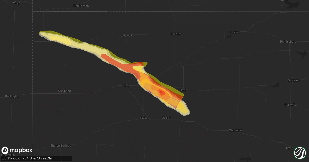 Hail map in Rexford, KS on July 28, 2024